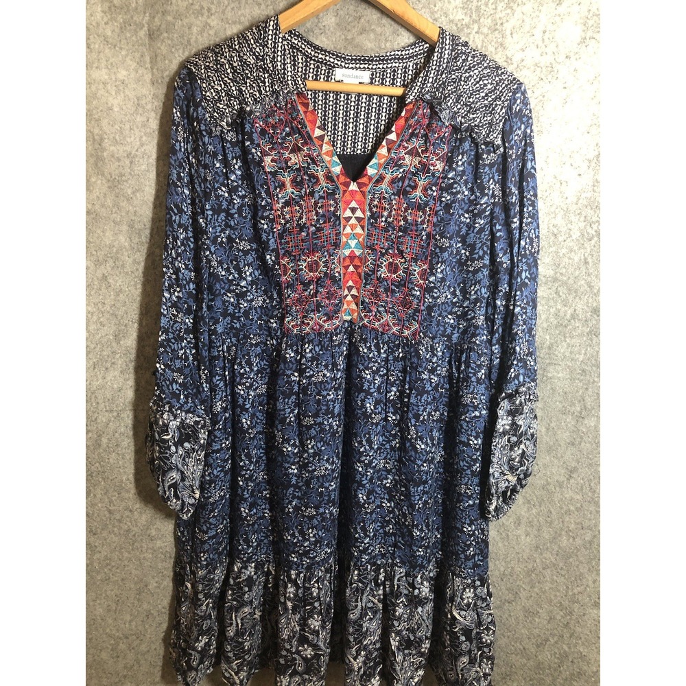 Sundance Dress Womens Medium Blue Southwestern Aztec Western Boho Festival